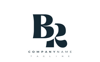 BR Creative Abstract Typography Logo Design. Elegant logo combining bold typography and creative shapes, ideal for branding and identity solutions.