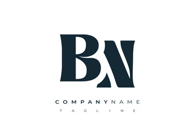BN Creative Abstract Typography Logo Design. Elegant logo combining bold typography and creative shapes, ideal for branding and identity solutions.