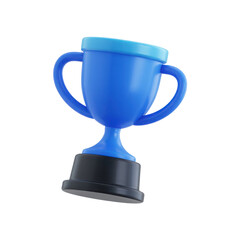 Blue trophy cup isolated on transparent background