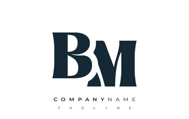 BM Creative Abstract Typography Logo Design. Elegant logo combining bold typography and creative shapes, ideal for branding and identity solutions.