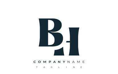 BH Creative Abstract Typography Logo Design. Elegant logo combining bold typography and creative shapes, ideal for branding and identity solutions.