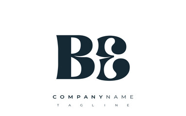 BE Creative Abstract Typography Logo Design. Elegant logo combining bold typography and creative shapes, ideal for branding and identity solutions.