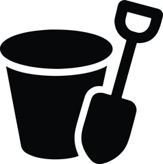 Silhouette beach bucket and shovel simple icon Vector Illustration