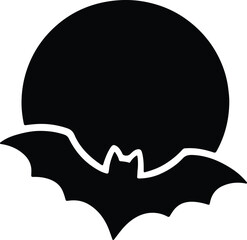 Silhouette Bat flying in front of full moon Vector Illustration