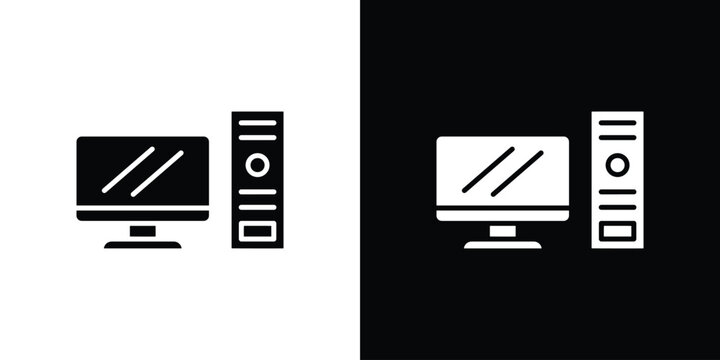 Desktop computer icon of a flat style vector