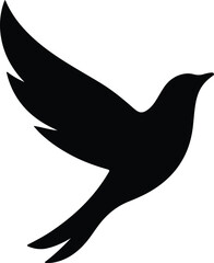 Silhouette bird flying peaceful dove isolated sign Vector Illustration
