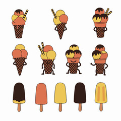 Sweet ice cream cones and popsicle treats