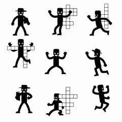 Stick figures with crossword puzzles concept