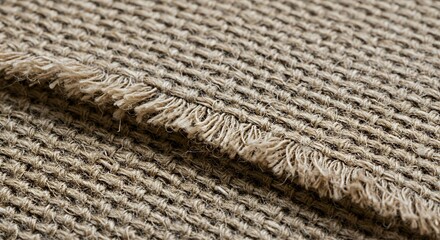 Close-up of Textured Burlap Fabric with Raw Edge Detail