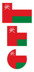 Oman flag PNG vector. Oman square and round icon isolated on transparent PNG background. Oman flag icon.
