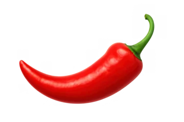  Ripe red chili pepper with green stem, showcasing vivid color and culinary potential against transparent backdrop © PNG Kingdom 