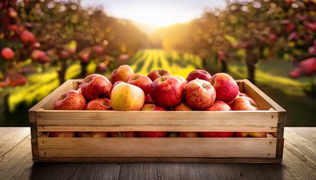 italian typical apples in wooden box