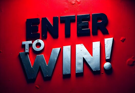 Dynamic Social Media Contest Promo Graphic Featuring 'ENTER TO WIN!' Message on Red Brick Background for Digital and Print Marketing Campaigns, for creating eye-catching promotional posts