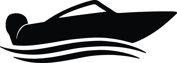 Silhouette boat speed sea transport nautical adventure Vector Illustration