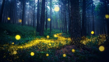 Obraz premium fireflies in the woods