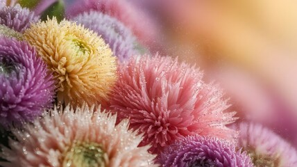 Extreme macro close-up of various flower species, showcasing petal textures, vibrant colors, and detailed pollen structures. A visual celebration of botanical complexity and natural design.