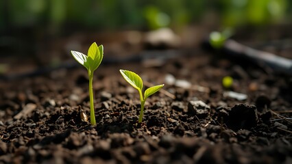 Early Stage of Plant Growth in Nutrient-Rich Ground