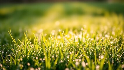 Morning Dew on Sunlit Field