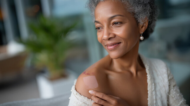 Doctor conducting a patch test with skin allergy markings and squares
