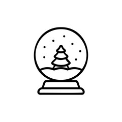 Line Art Snow Globe Icon Christmas Tree Winter Holiday Handmade Design Element snowglobe