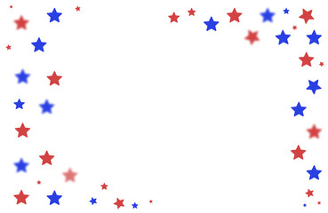 Red, blue, white Stars, patriotic confetti on a white and transparent background