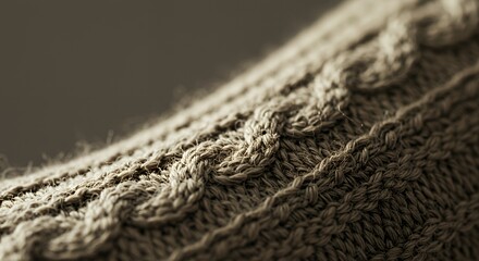 Close-up of Textured Cable Knit Fabric in Muted Brown Hues