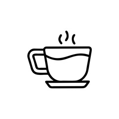 Hot Tea Cup Line Art Icon Simple Mug Steam Beverage Drink coffee
