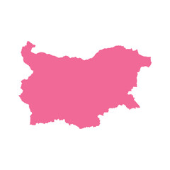 Map of Bulgaria, sign silhouette. World Map Globe. Vector Illustration isolated on white background. Europe continent.