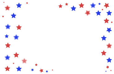Red, blue, white Stars, patriotic confetti on a white and transparent background