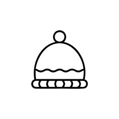 Fototapeta premium Line Drawing Winter Hat Pompom Knitted Warm Cozy Headwear Fashion Accessory Handmade Design Element