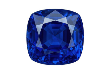 Fototapeta premium Sparkling cushion cut blue sapphire gemstone isolated on transparent background, ideal for jewelry design or luxury concepts