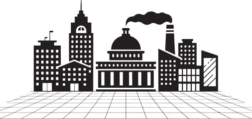Building Silhouette Icons Set. Clean Vector Designs of City Structures and Architecture Symbols