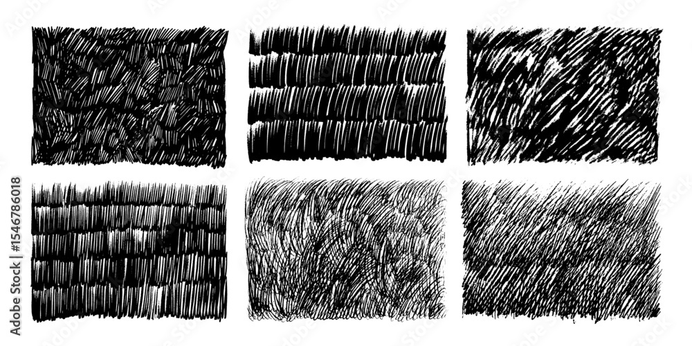 Aufkleber pencil or crayon texture rectangles. hand drawn vector cross hatch. graphic grunge charcoal texture.