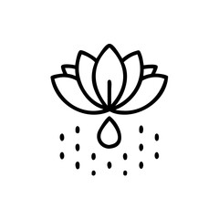 Line Art Lotus Flower with Droplet and Dots Design Element vector