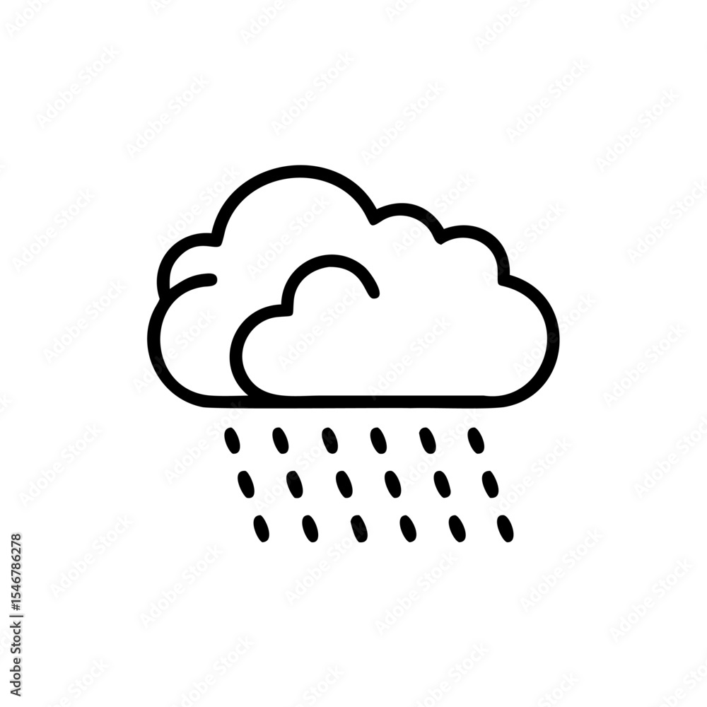 Poster rain cloud icon line art simple weather graphic handmade design element clouds