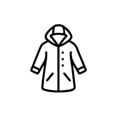 Hooded Long Coat Icon Outline Simple Design Hadmade Winter Fashion Apparel Garment