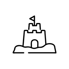 Obraz premium Line Art Sandcastle Icon Beach Summer Flag Handmade vector