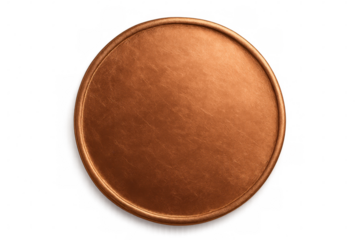 Polished copper plate gleaming against transparent backdrop, symbolizing achievement, recognition, professional milestone
