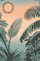 "Tropical Serenity: Boho-Inspired Palm Leaf Art"

