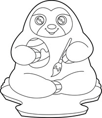 Sloth Easter Easter egg Painting Animal Vector Graphic Art Illustration