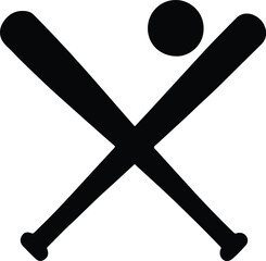 Silhouette Crossed baseball bats and ball simple icon Vector Illustration