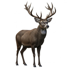 Fototapeta premium deer with full antlers front angle isolated on white background