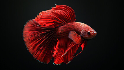 The beautiful moving moment of yellow half moon siamese betta fish or dumbo betta splendens fighting fish in thailand on isolated black background. Thailand called Pla-kad or big ear fish