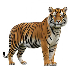 Obraz premium bengal tiger standing side view isolated on white background