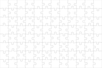 Jigsaw puzzle blank template or cutting guidelines of transparent pieces. Pieces are easy to separate (every piece is a single shape). Jigsaw puzzle transparent template. Vector illustration