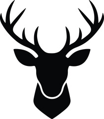 Silhouette deer head antlers symmetrical design Vector Illustration