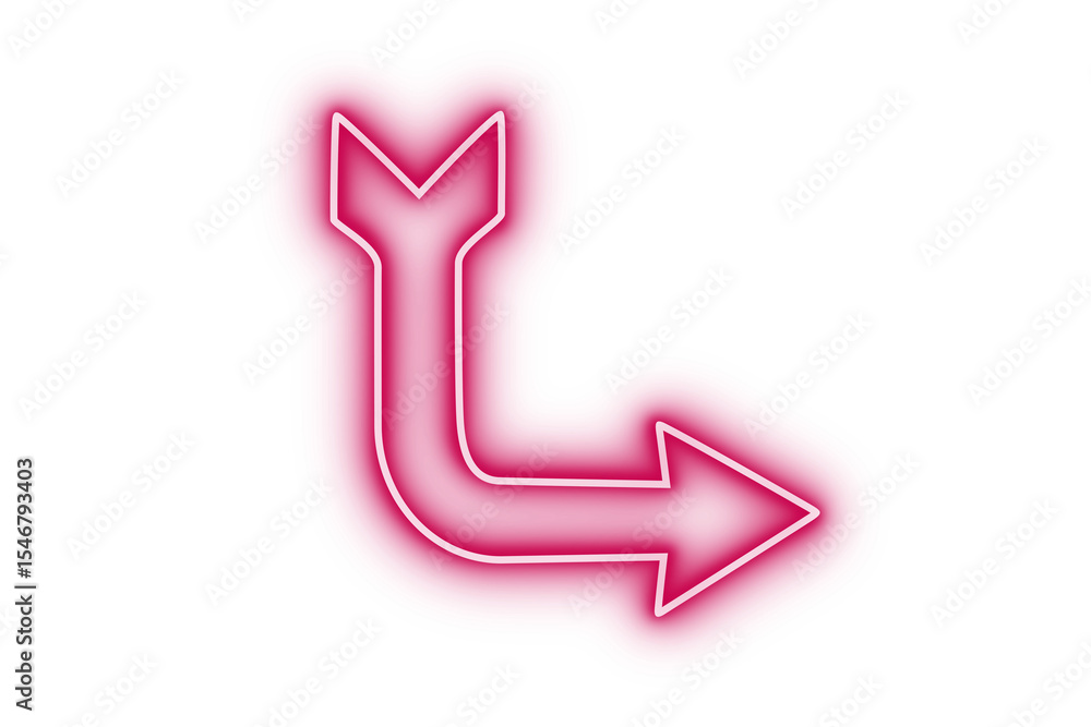 Poster red bright glowing neon arrow sign with 3d design pointing right on transparent background light sym