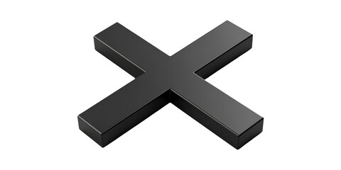 Obraz premium Black cross icon isolated on transparent background