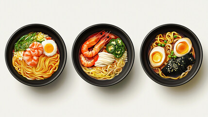 Top view composition of various Asian food in bowl
