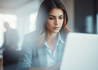 young businesswoman working on laptop